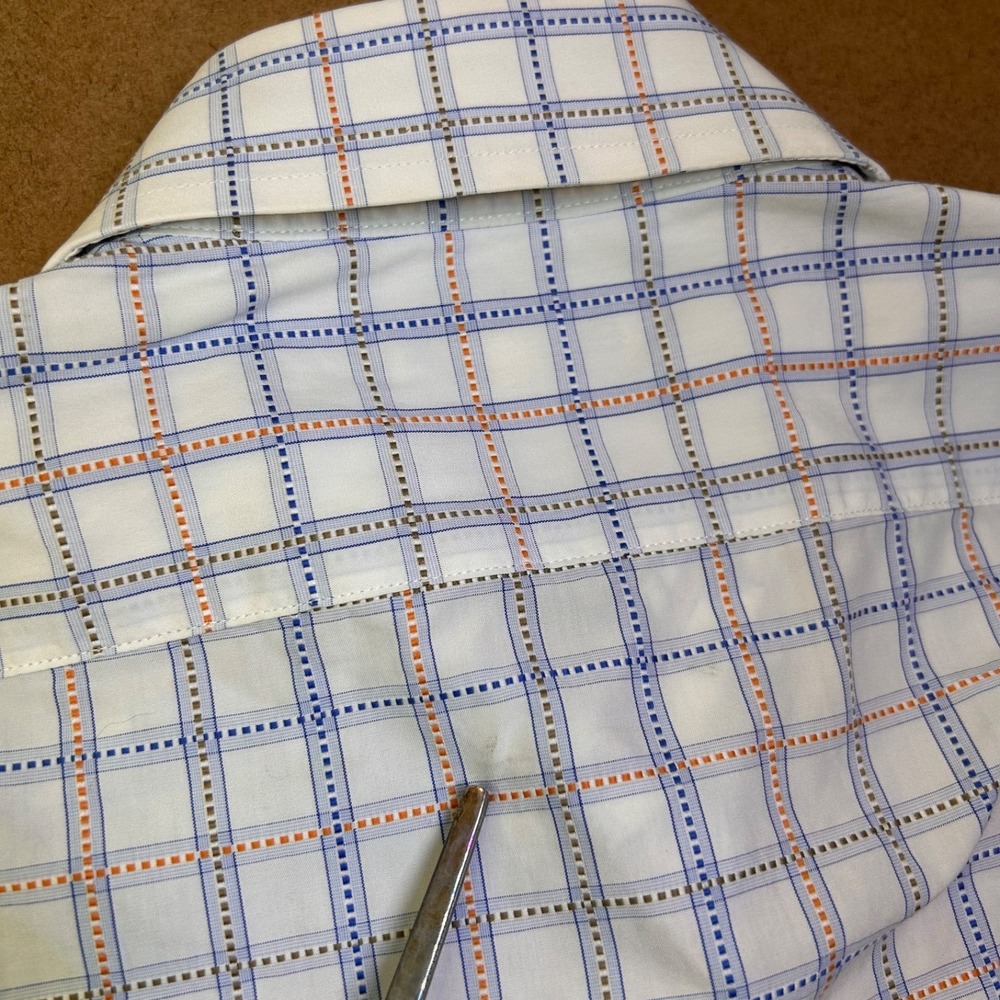 Faconnable Long Sleeve Button Up Shirt USA 100% Cotton Mens 15R White w/Plaid - Picture 13 of 13